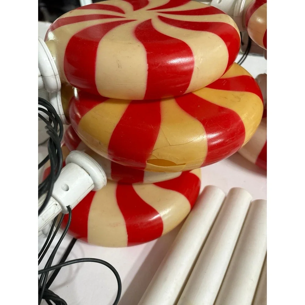 Christmas Candy Cane Blow Mold Lights (8) as is